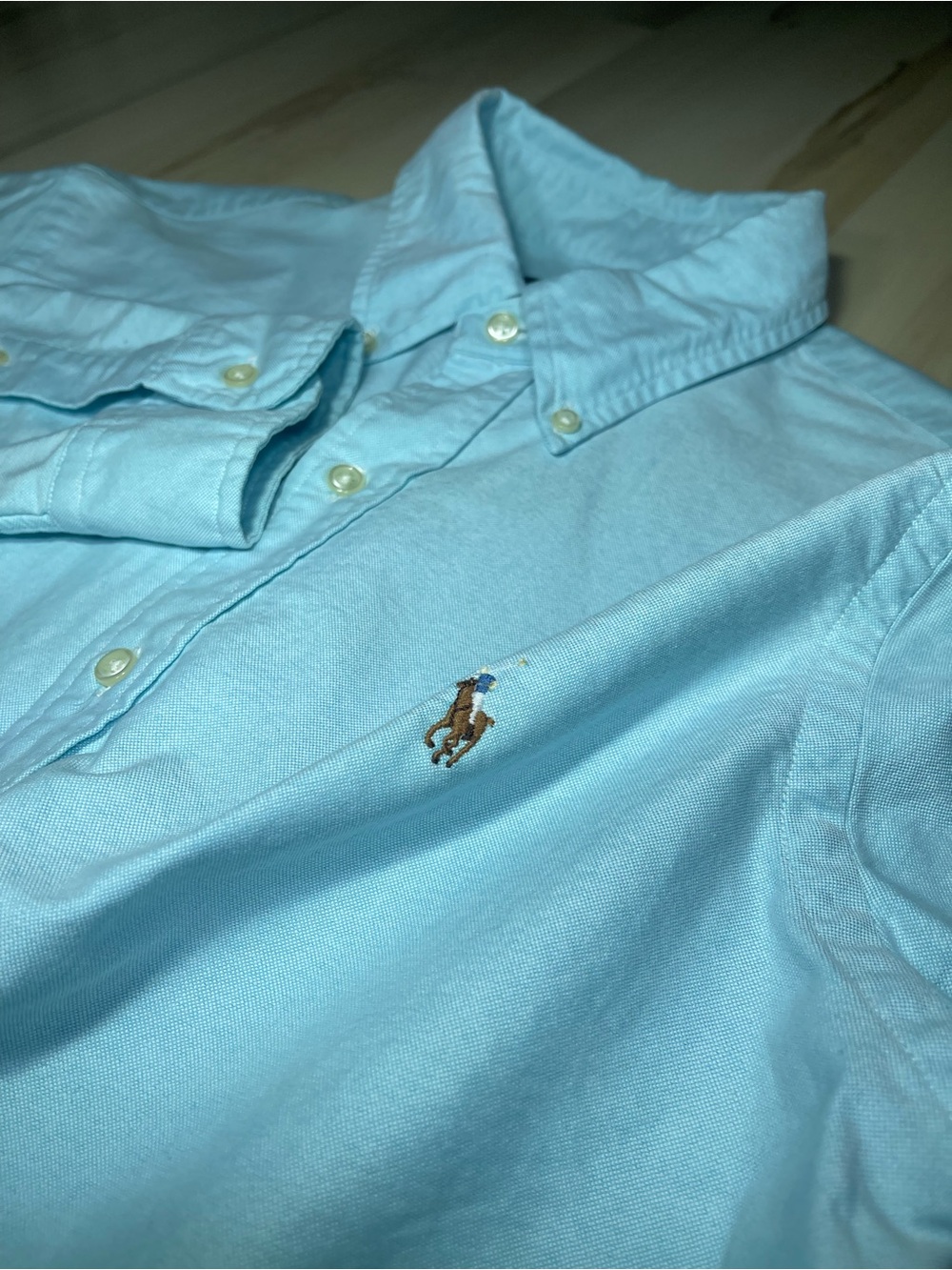 Polo Ralph Lauren Men Shirt L/S Button Down Oxford Teal Turquoise Size Medium